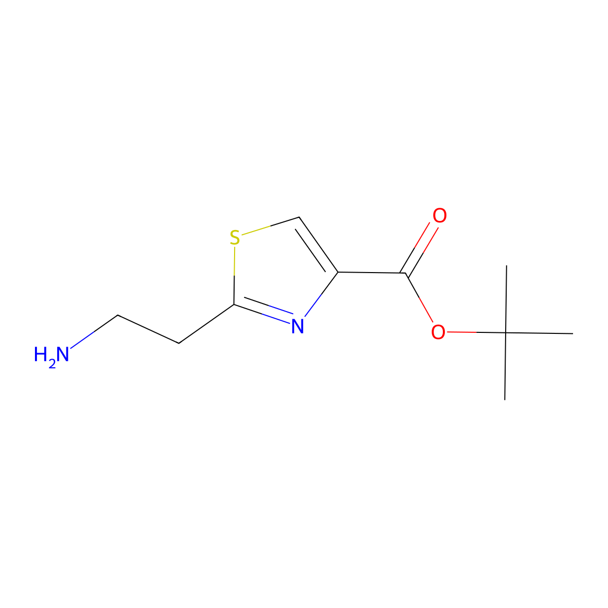 Tert-butyl 2-(2-aminoethyl)thiazole-4-carboxylate molecular structure, CAS 1502442-97-8