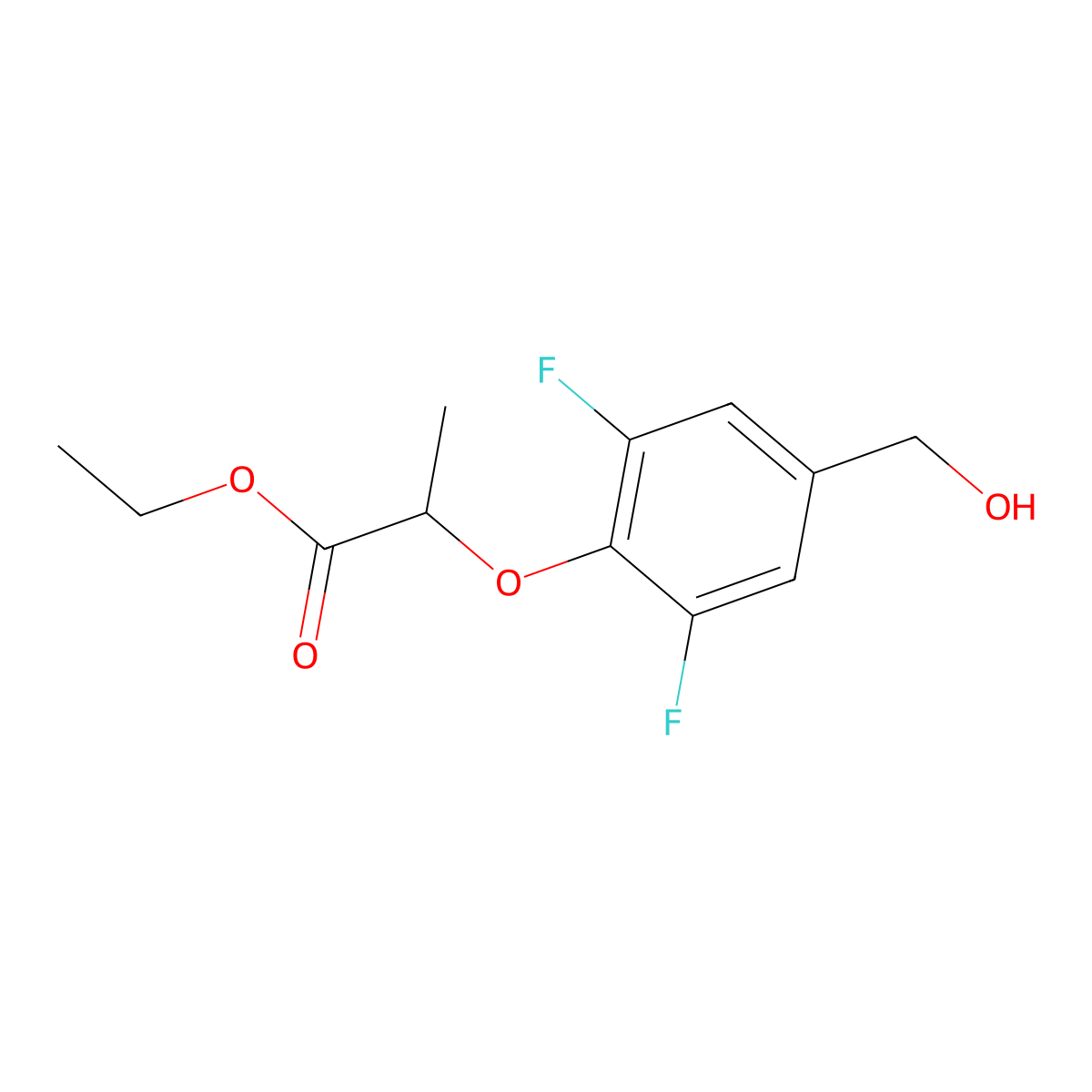 Ethyl 2-[2,6-difluoro-4-(hydroxymethyl)phenoxy]propanoate molecular structure, CAS 1502447-39-3