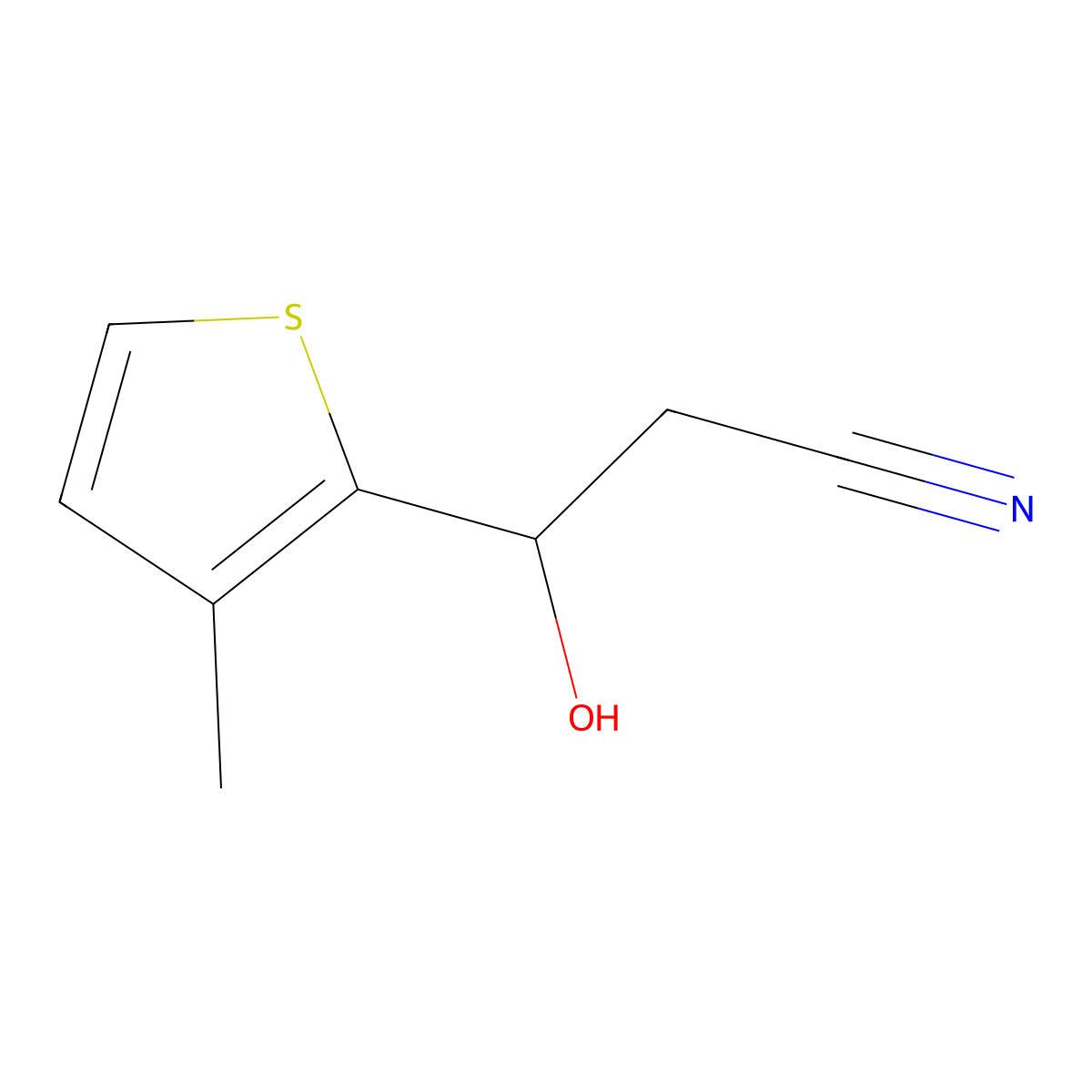 3-Hydroxy-3-(3-methylthiophen-2-yl)propanenitrile molecular structure, CAS 1502447-48-4