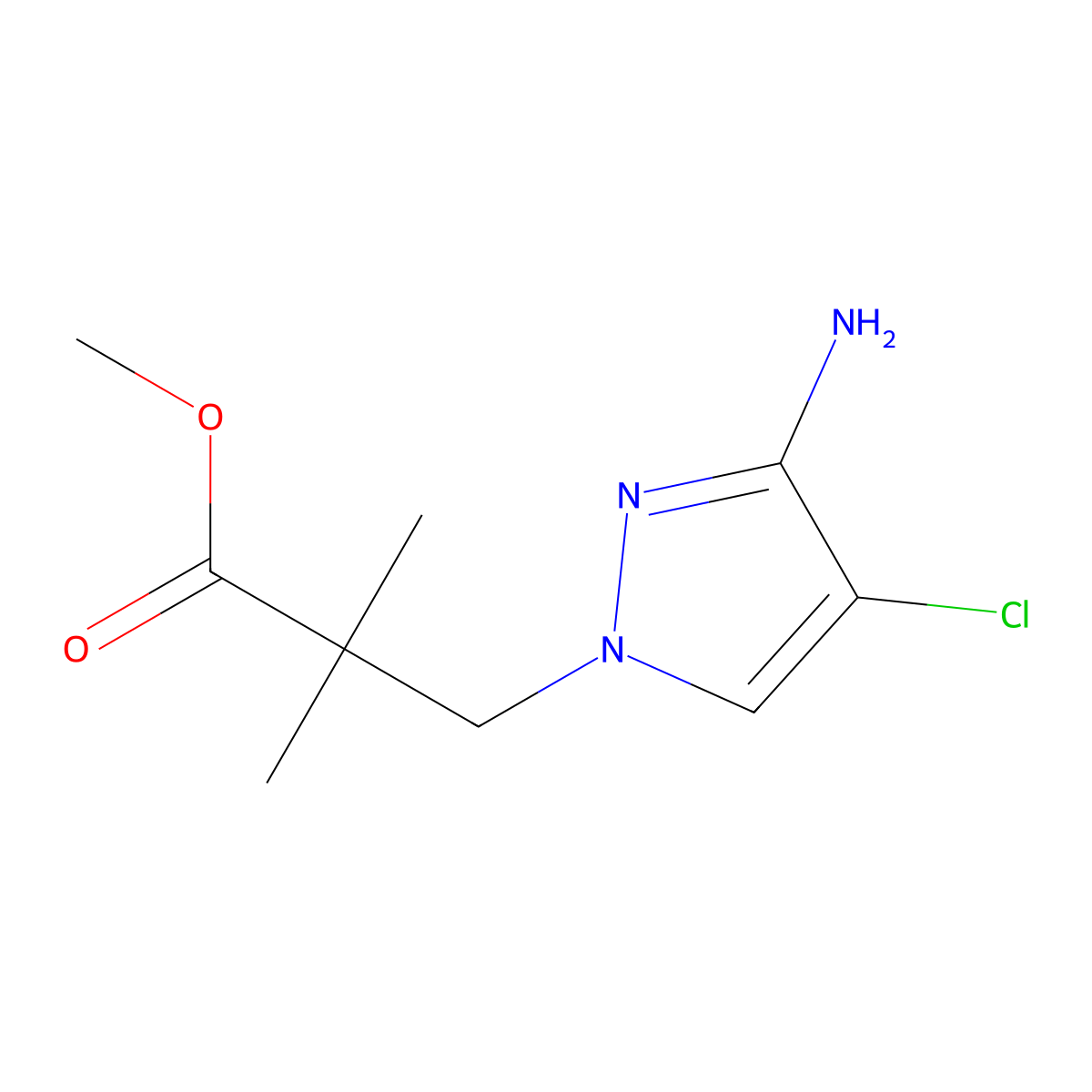 Methyl 3-(3-amino-4-chloro-1h-pyrazol-1-yl)-2,2-dimethylpropanoate molecular structure, CAS 1502452-93-8