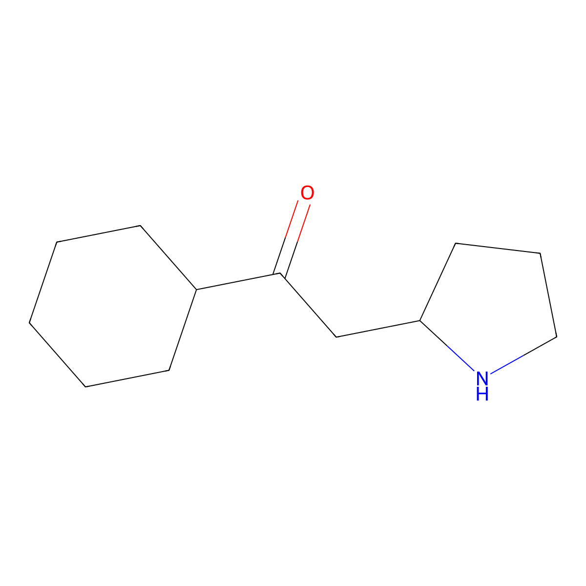 1-Cyclohexyl-2-(pyrrolidin-2-yl)ethan-1-one molecular structure, CAS 1502461-09-7