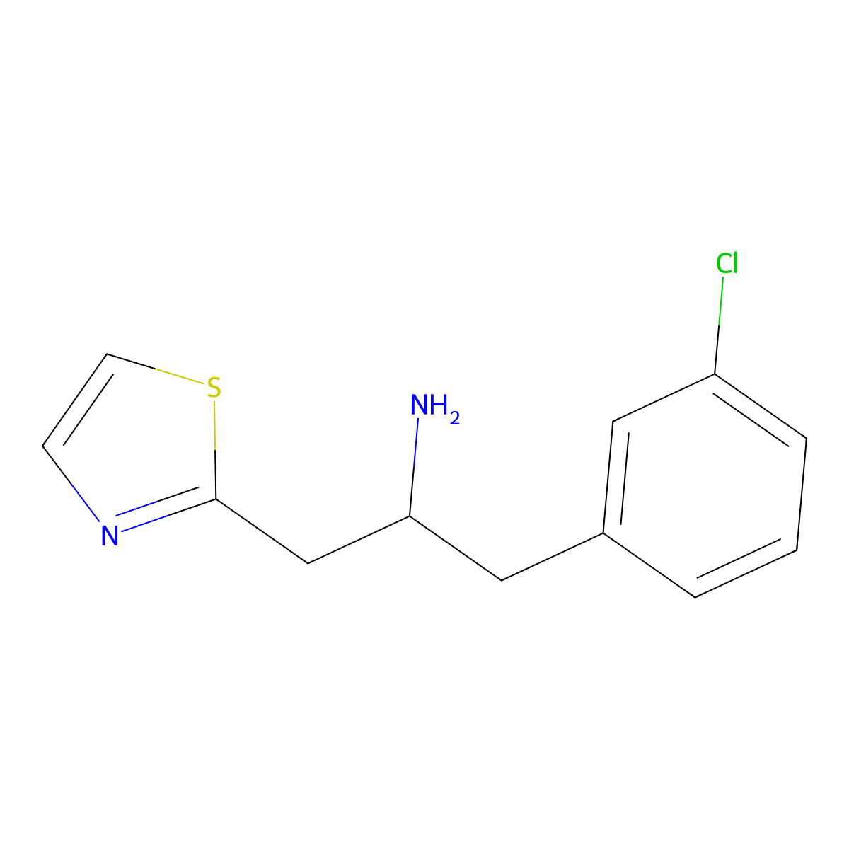 1-(3-Chlorophenyl)-3-(1,3-thiazol-2-yl)propan-2-amine molecular structure, CAS 1502465-61-3