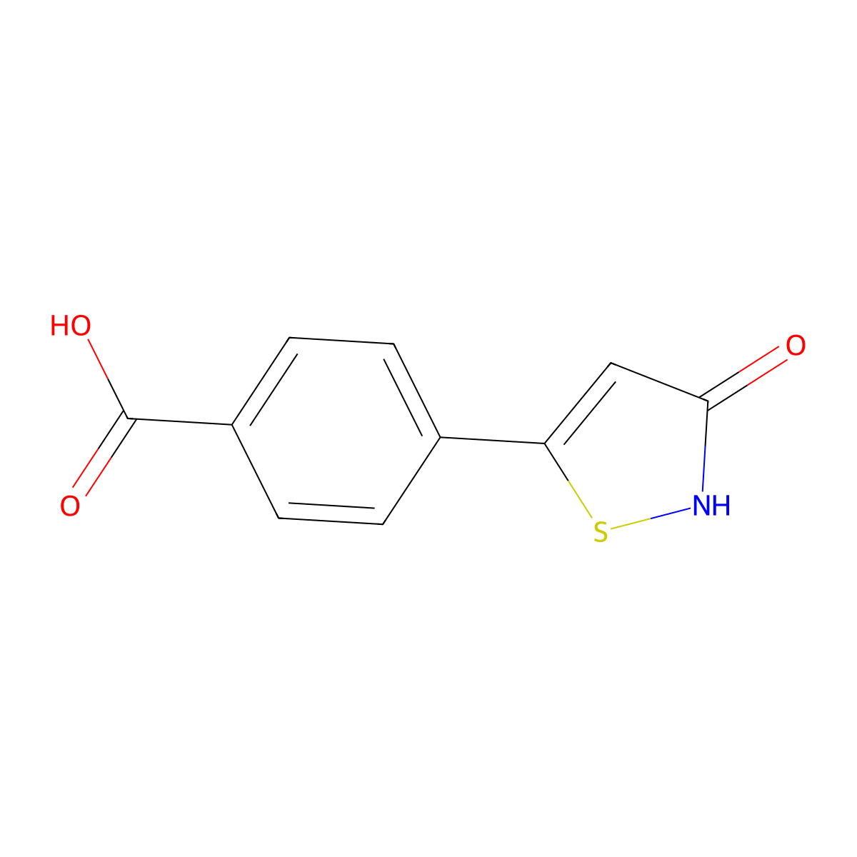 4-(3-Oxo-2,3-dihydro-1,2-thiazol-5-yl)benzoic acid molecular structure, CAS 1502468-19-0
