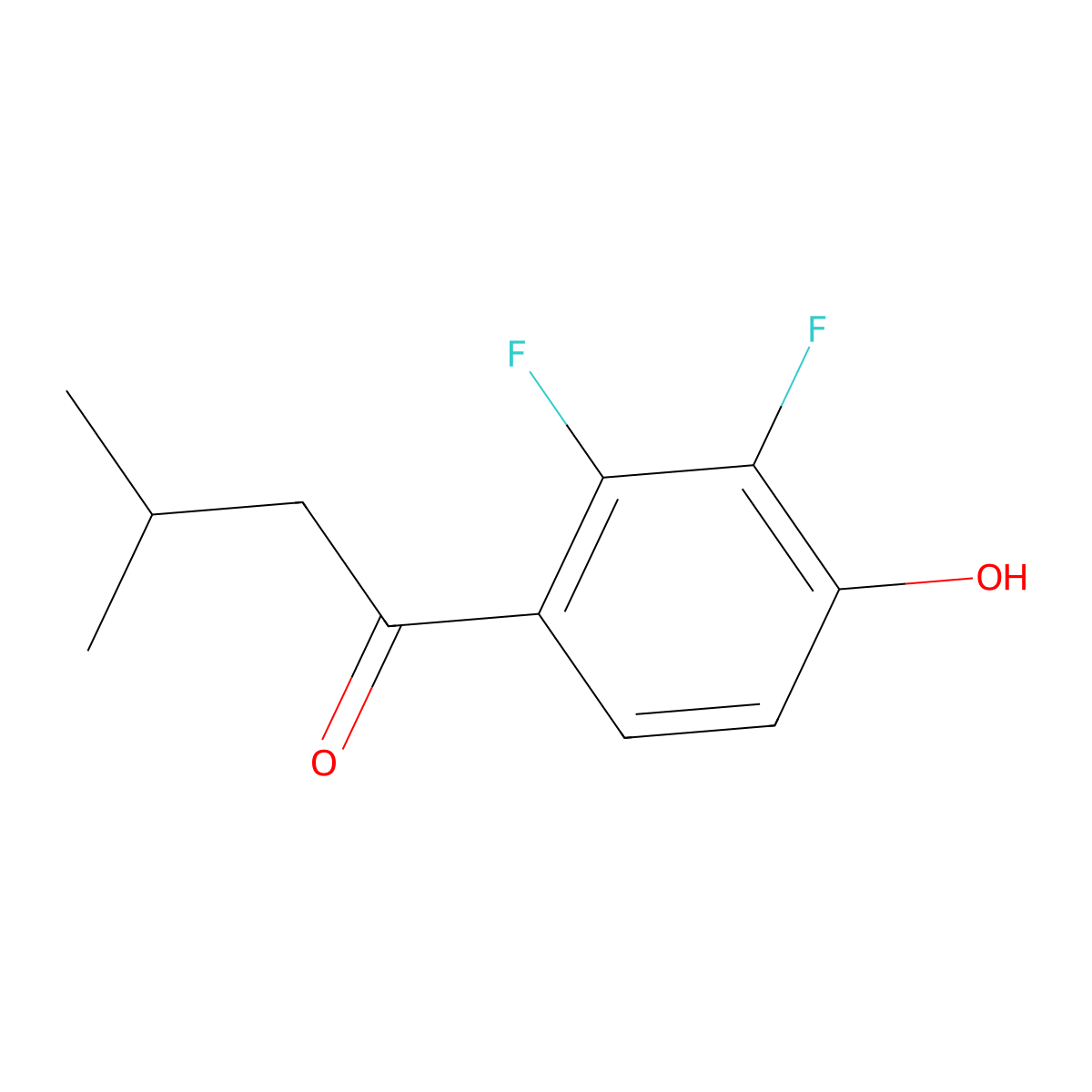 1-(2,3-Difluoro-4-hydroxyphenyl)-3-methylbutan-1-one molecular structure, CAS 1502485-15-5