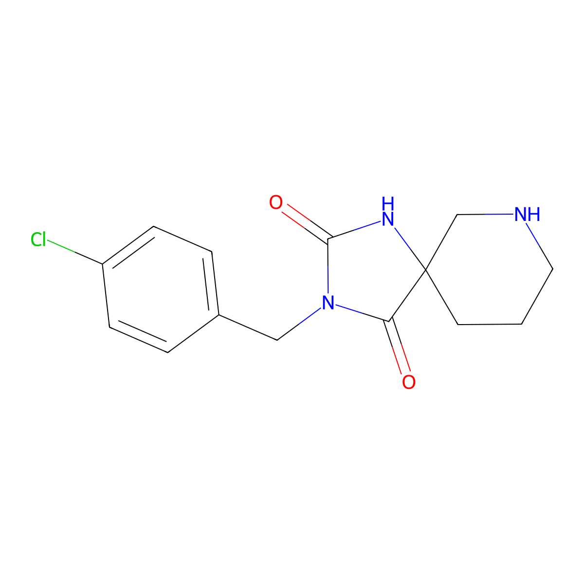 3-[(4-Chlorophenyl)methyl]-1,3,7-triazaspiro[4.5]decane-2,4-dione molecular structure, CAS 1502490-14-3
