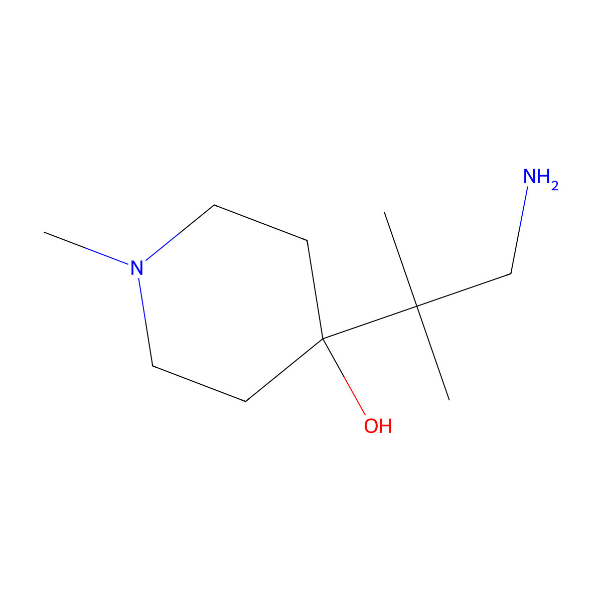 4-(1-Amino-2-methylpropan-2-yl)-1-methylpiperidin-4-ol molecular structure, CAS 1502500-03-9