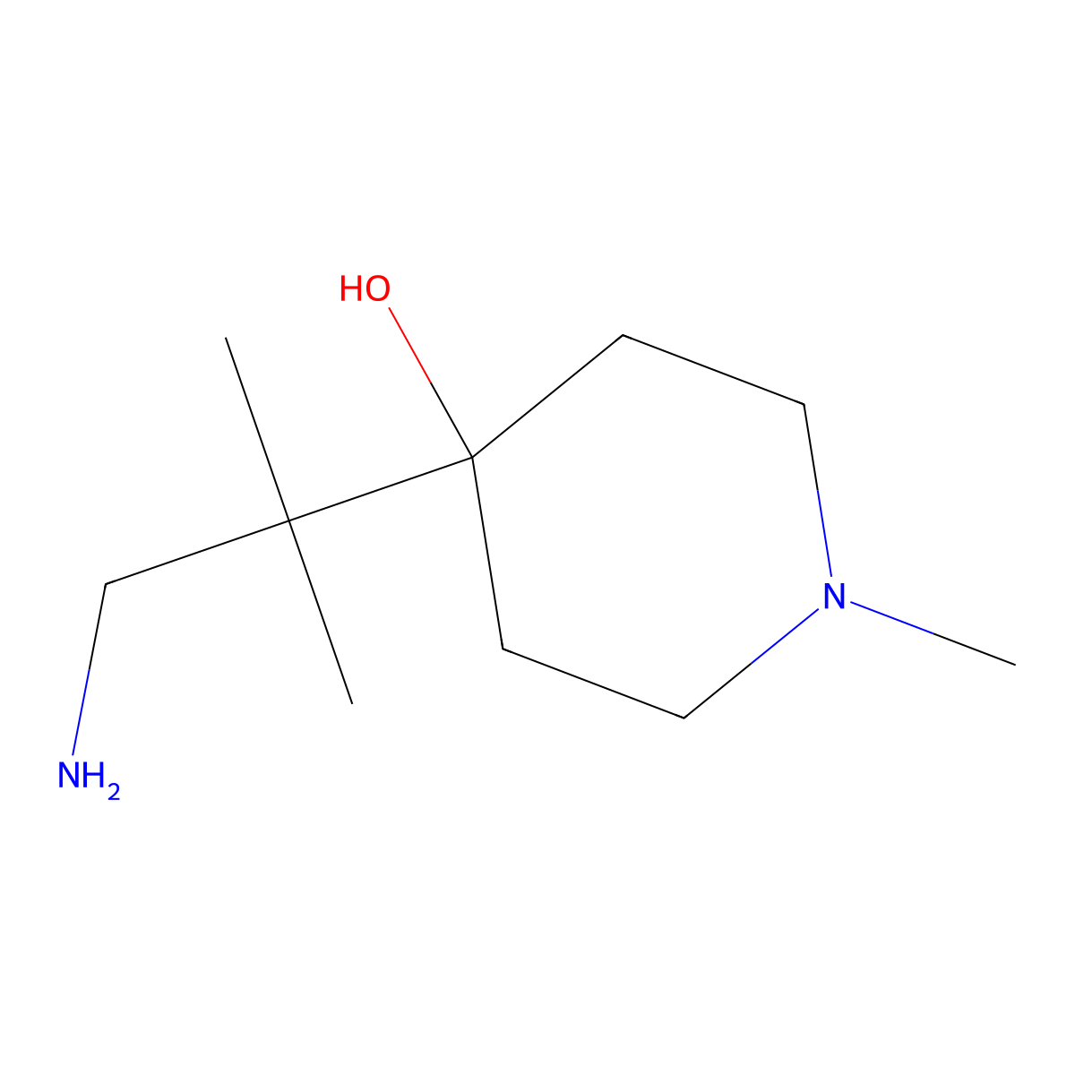 4-(1-Amino-2-methylpropan-2-yl)-1-methylpiperidin-4-ol molecular structure, CAS 1502500-03-9