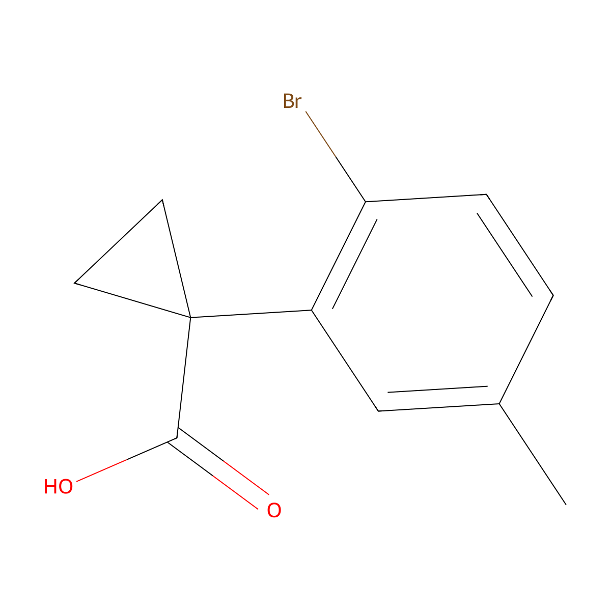 1-(2-Bromo-5-methylphenyl)cyclopropane-1-carboxylic acid molecular structure, CAS 1502523-20-7