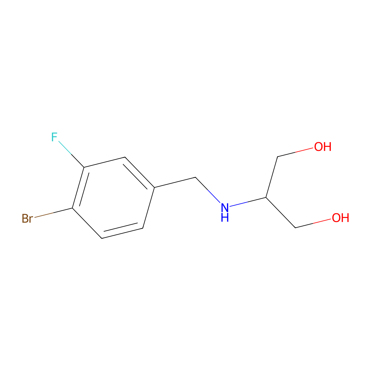 2-{[(4-Bromo-3-fluorophenyl)methyl]amino}propane-1,3-diol molecular structure, CAS 1502530-21-3