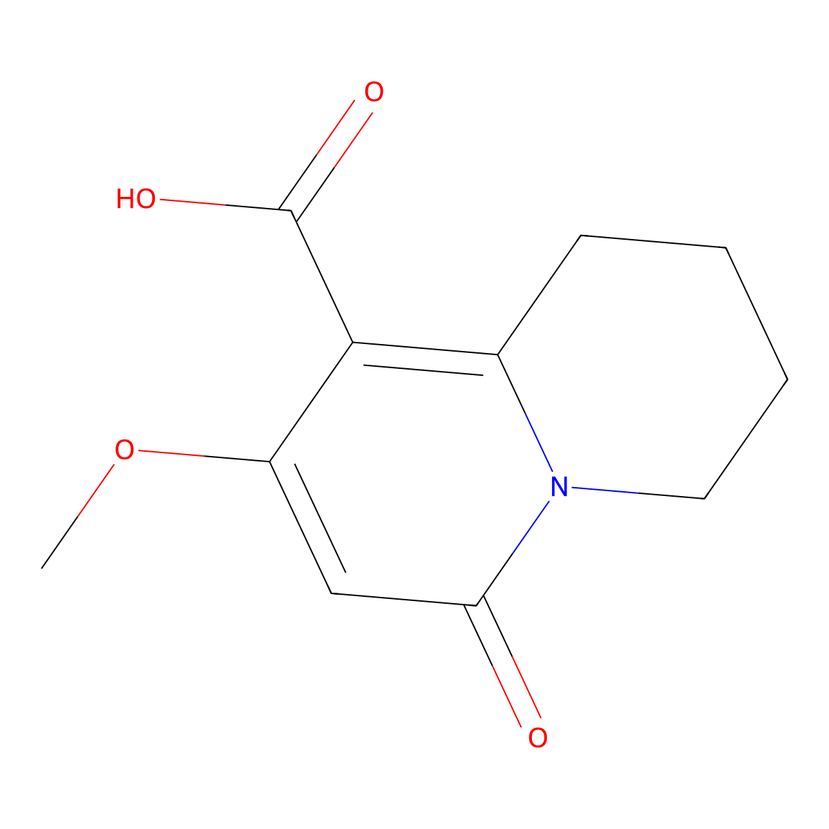 8-methoxy-6-oxo-1,3,4,6-tetrahydro-2H-quinolizine-9-carboxylic acid molecular structure, CAS 1502535-11-6