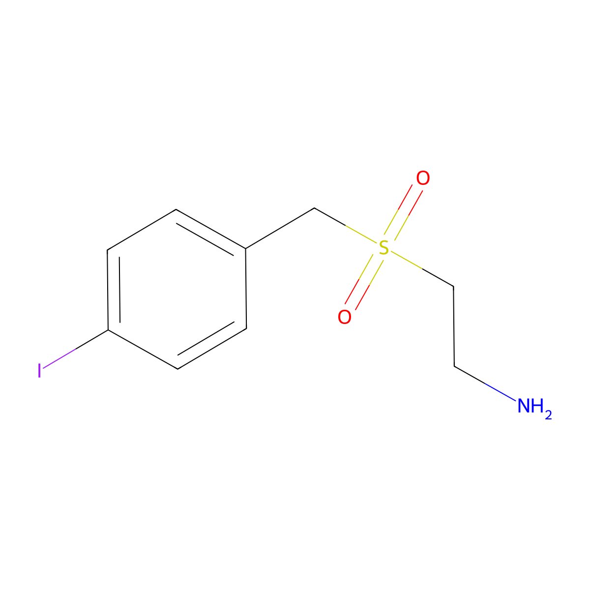2-[(4-Iodophenyl)methanesulfonyl]ethan-1-amine molecular structure, CAS 1502546-89-5