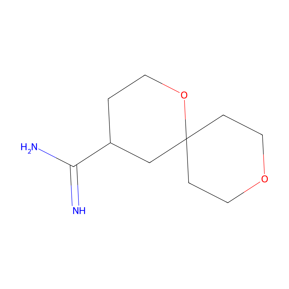 1,9-Dioxaspiro[5.5]undecane-4-carboximidamide molecular structure, CAS 1502551-37-2