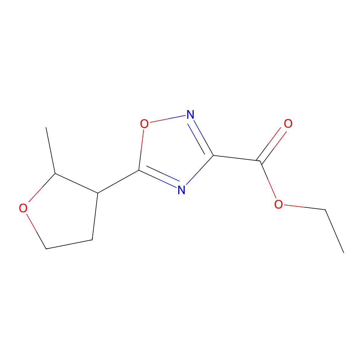 Ethyl 5-(2-methyltetrahydrofuran-3-yl)-1,2,4-oxadiazole-3-carboxylate molecular structure, CAS 1502554-06-4