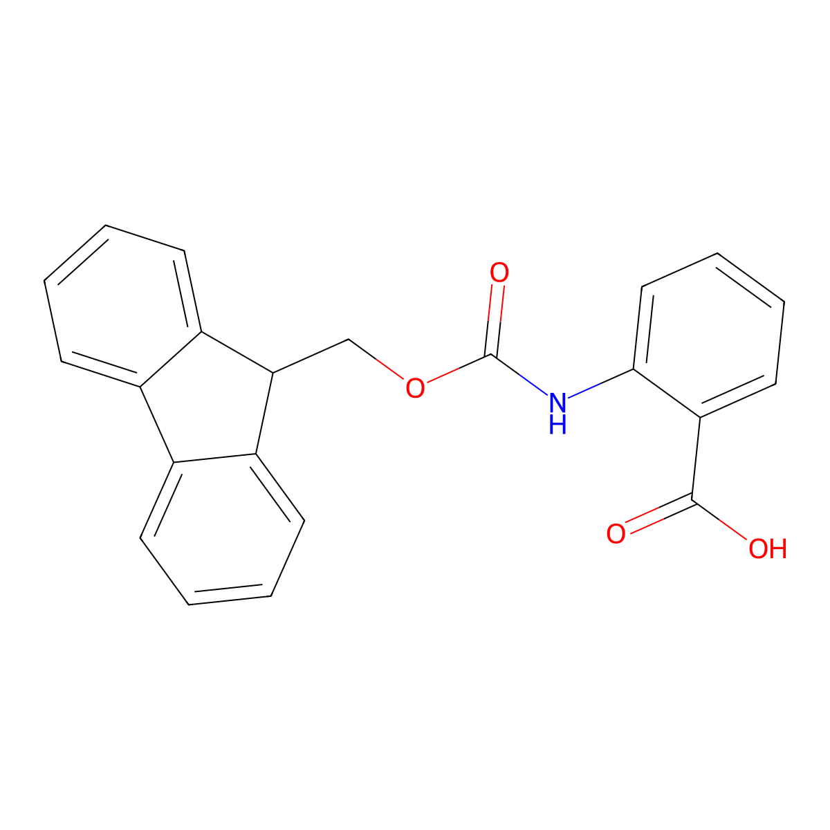 2-((((9H-fluoren-9-yl)methoxy)carbonyl)amino)benzoic acid molecular structure, CAS 150256-42-1