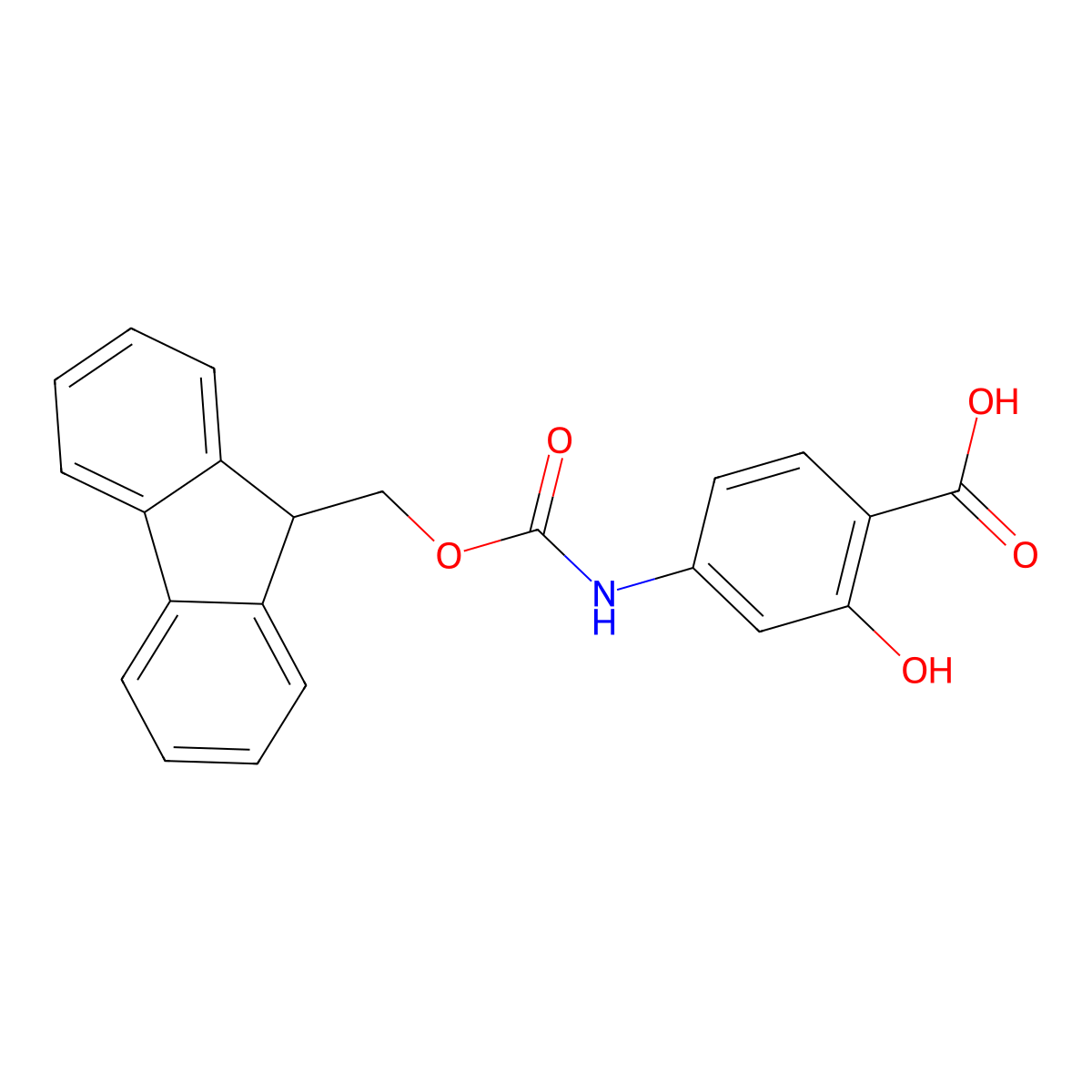 4-([(9H-Fluoren-9-ylmethoxy)carbonyl]amino)-2-hydroxybenzoic acid molecular structure, CAS 150256-43-2