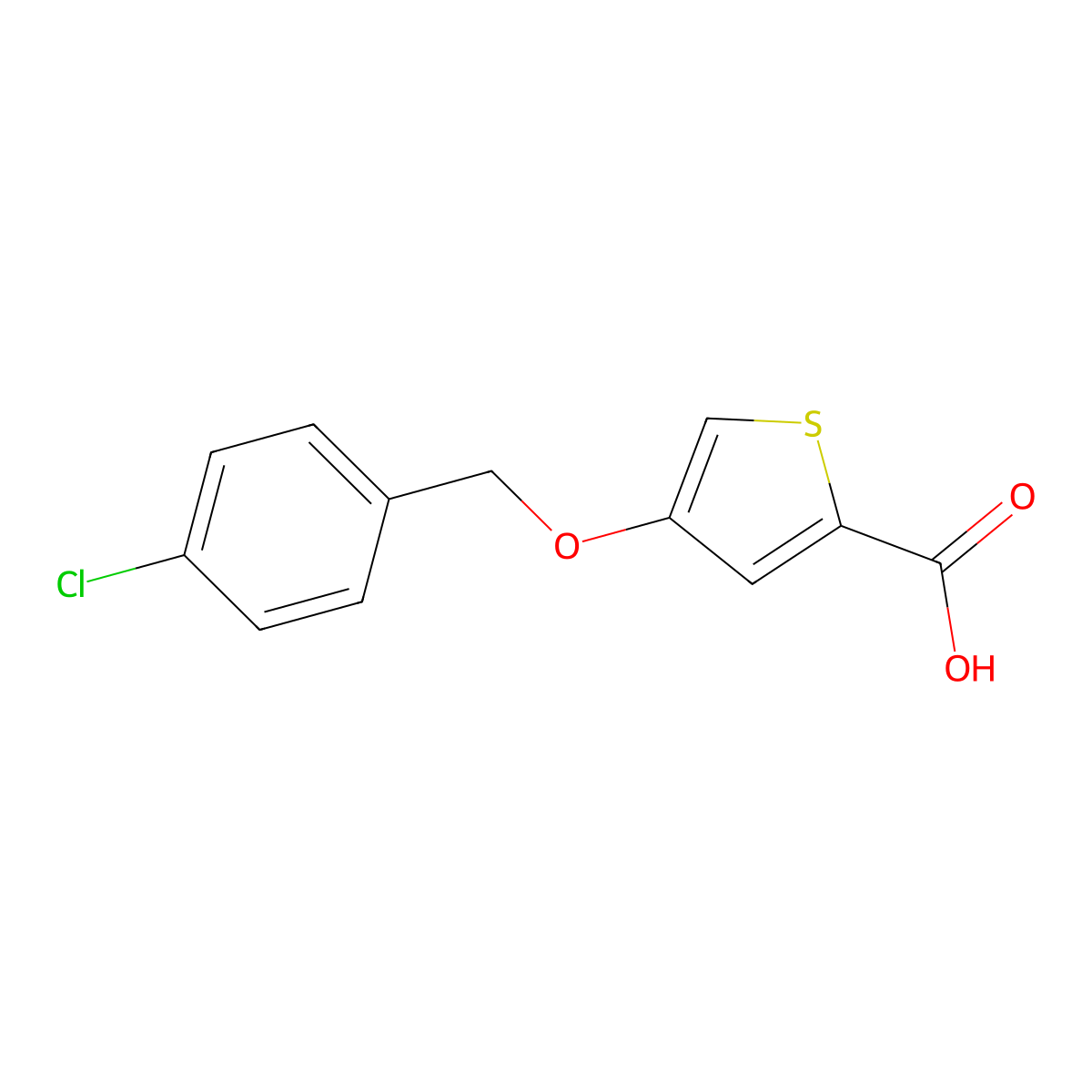 4-((4-Chlorophenyl)methoxy)thiophene-2-carboxylic acid molecular structure, CAS 1502574-31-3