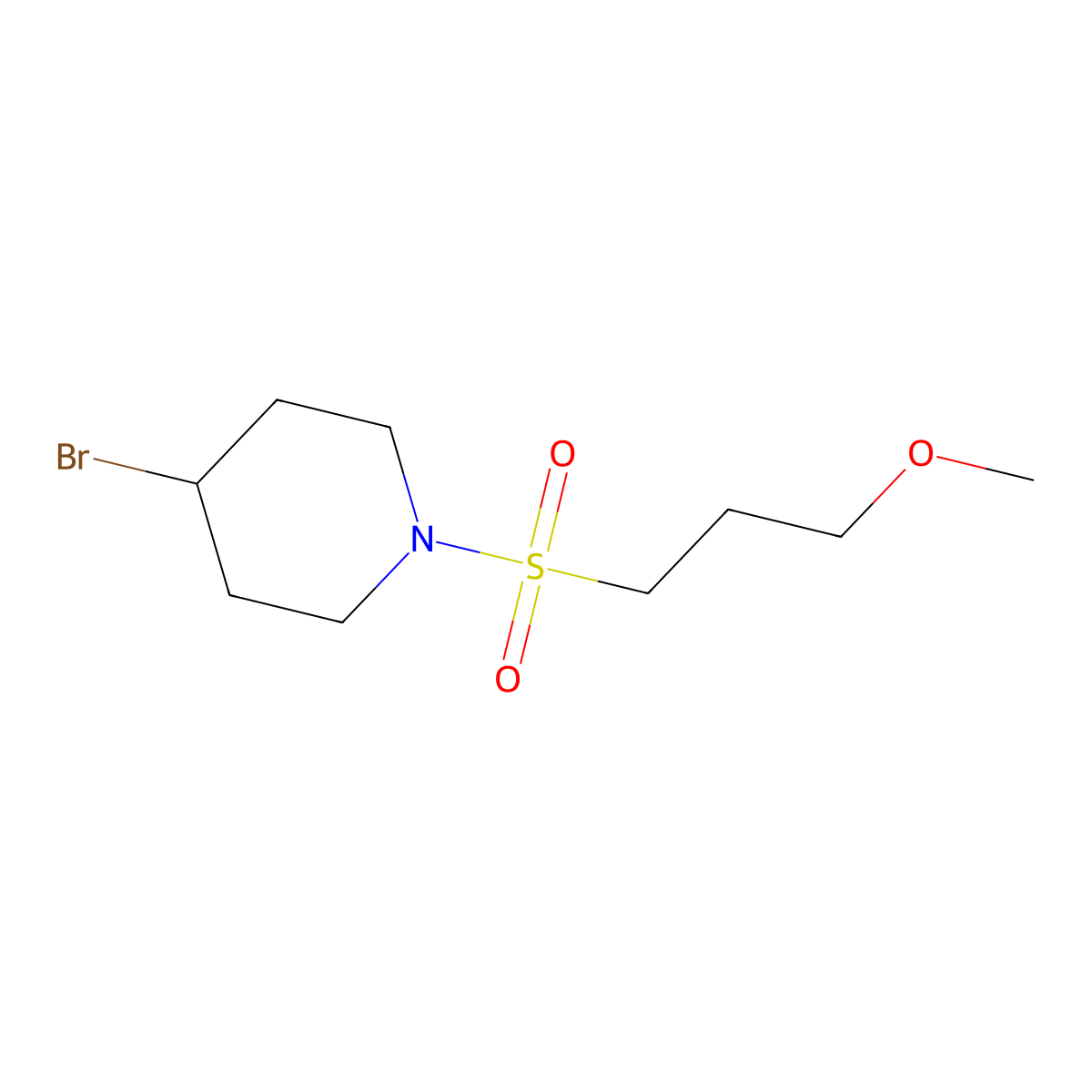 4-Bromo-1-(3-methoxypropanesulfonyl)piperidine molecular structure, CAS 1502579-29-4