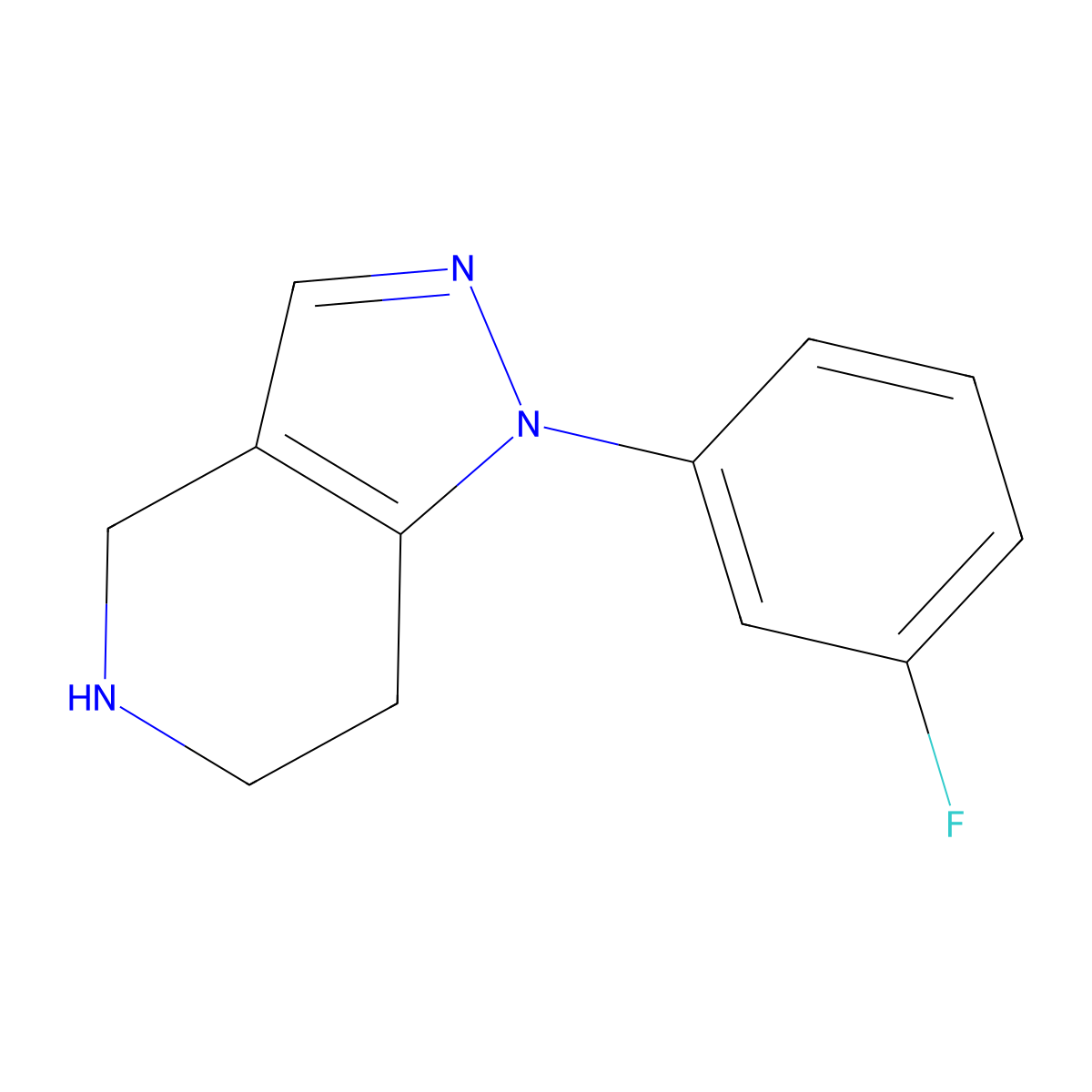 1-(3-fluorophenyl)-1H,4H,5H,6H,7H-pyrazolo[4,3-c]pyridine molecular structure, CAS 1502594-68-4