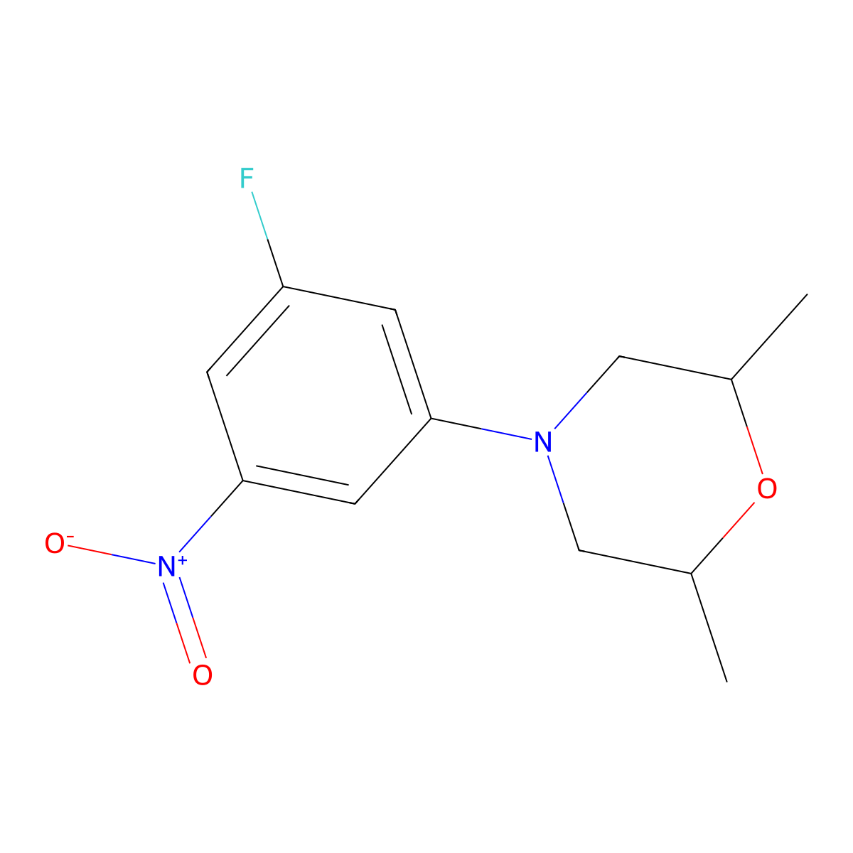 4-(3-Fluoro-5-nitrophenyl)-2,6-dimethylmorpholine molecular structure, CAS 1502603-37-3