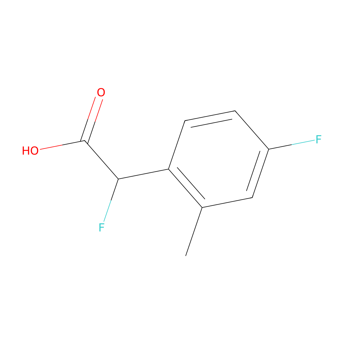 2-Fluoro-2-(4-fluoro-2-methylphenyl)acetic acid molecular structure, CAS 1502616-69-4