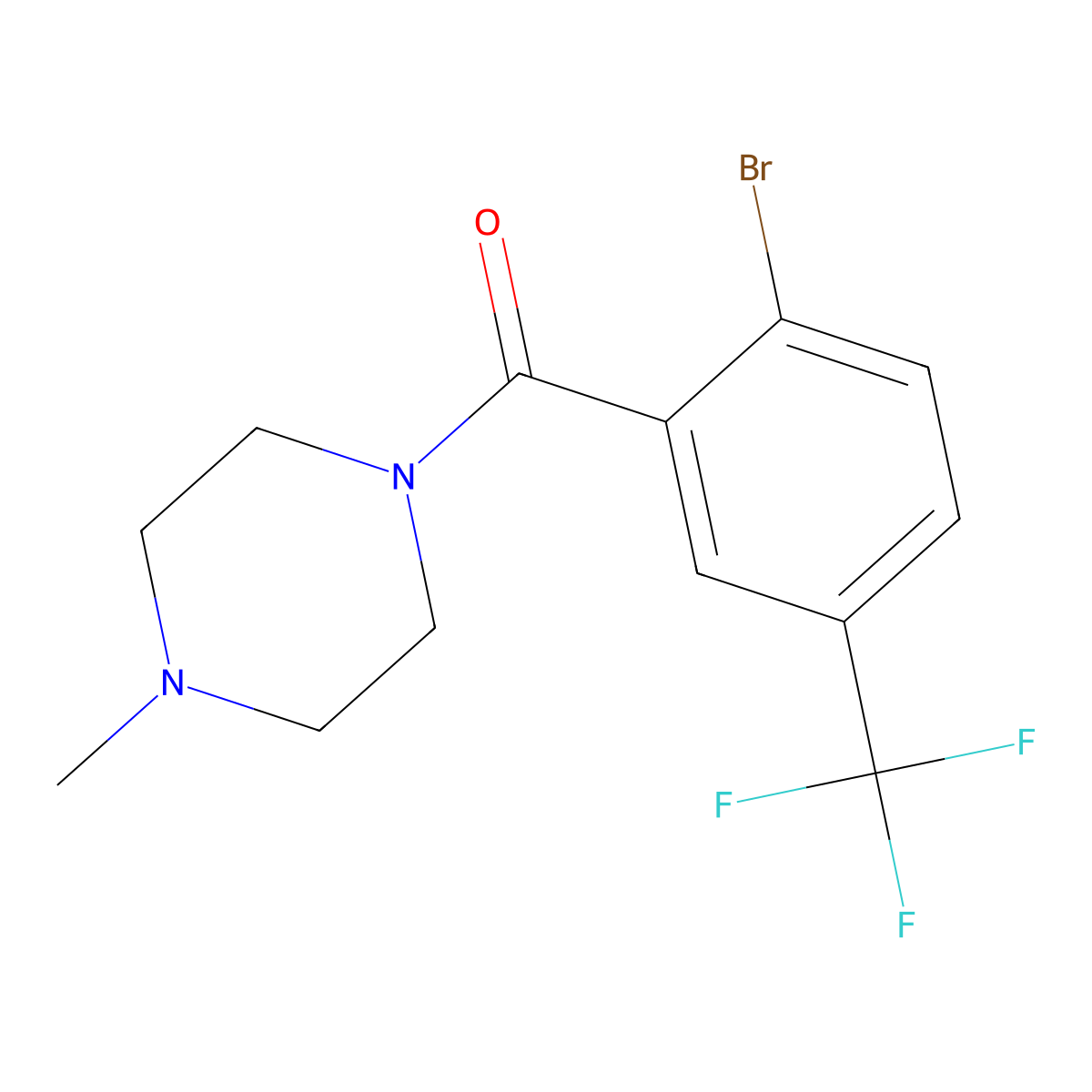 (2-Bromo-5-(trifluoromethyl)phenyl)(4-methylpiperazin-1-yl)methanone molecular structure, CAS 1502628-61-6