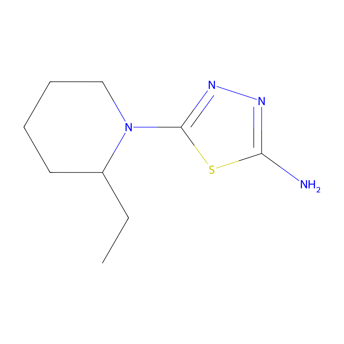 5-(2-Ethylpiperidin-1-yl)-1,3,4-thiadiazol-2-amine molecular structure, CAS 1502633-77-3