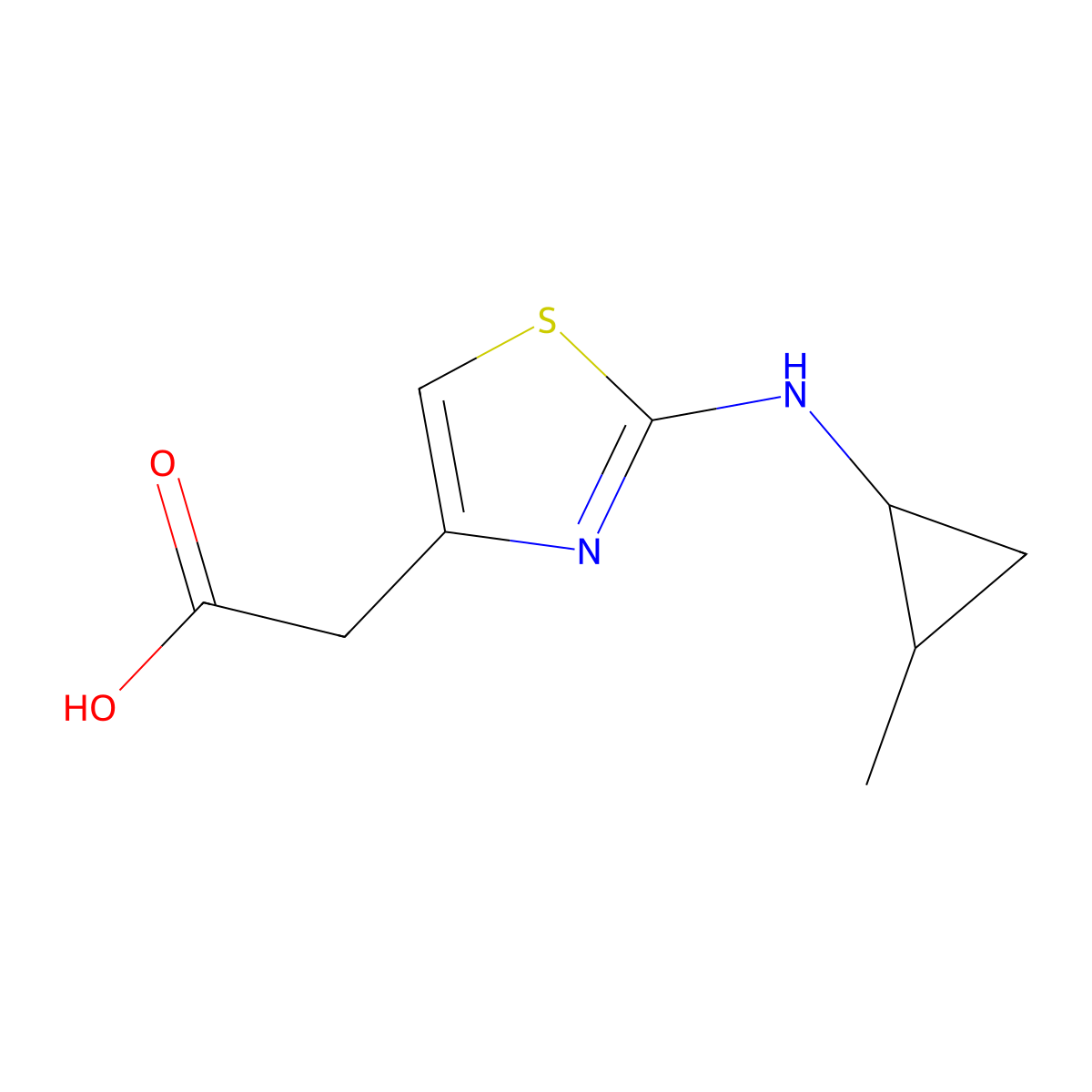 2-{2-[(2-Methylcyclopropyl)amino]-1,3-thiazol-4-yl}acetic acid molecular structure, CAS 1502637-19-5