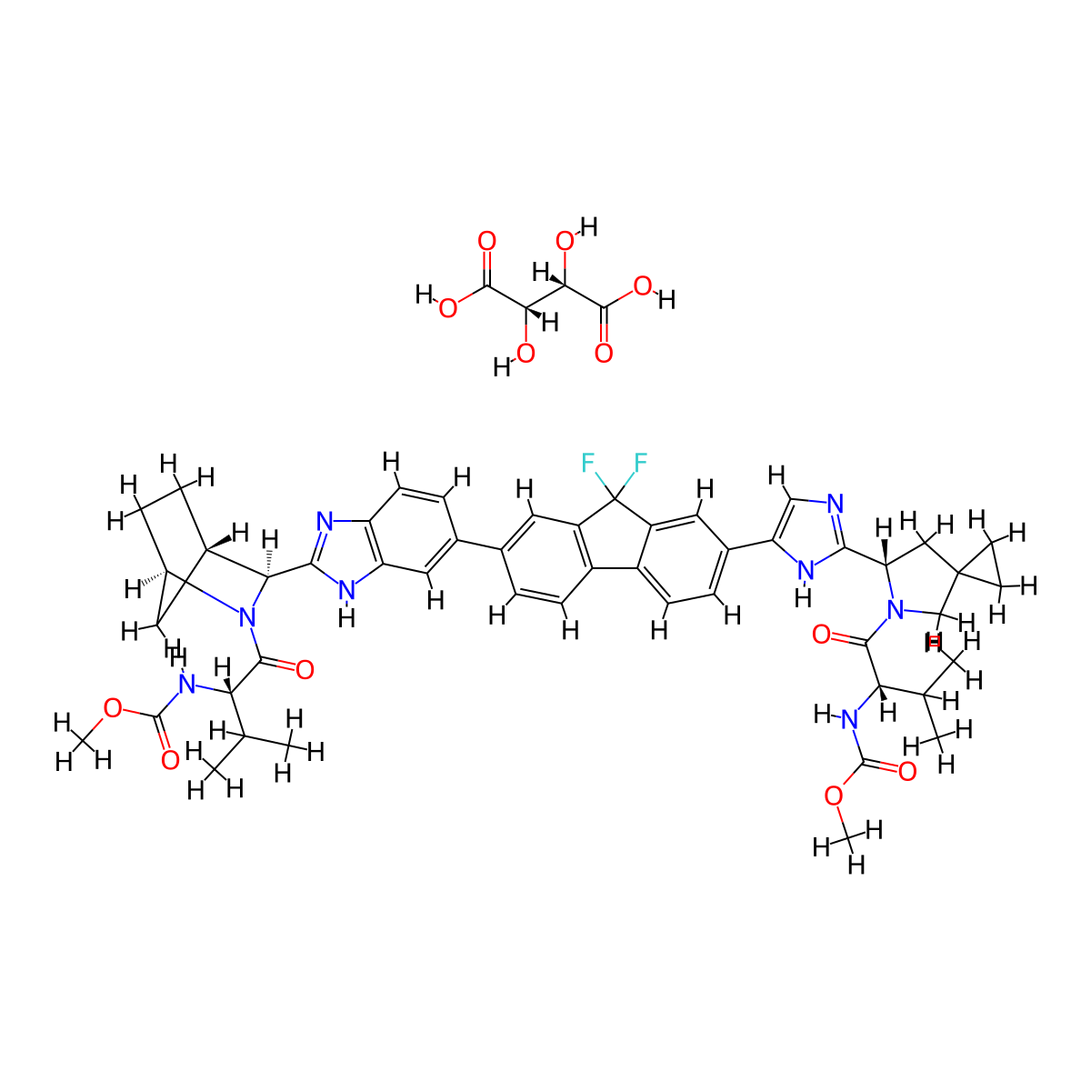 Ledipasvir D-tartrate molecular structure, CAS 1502654-87-6