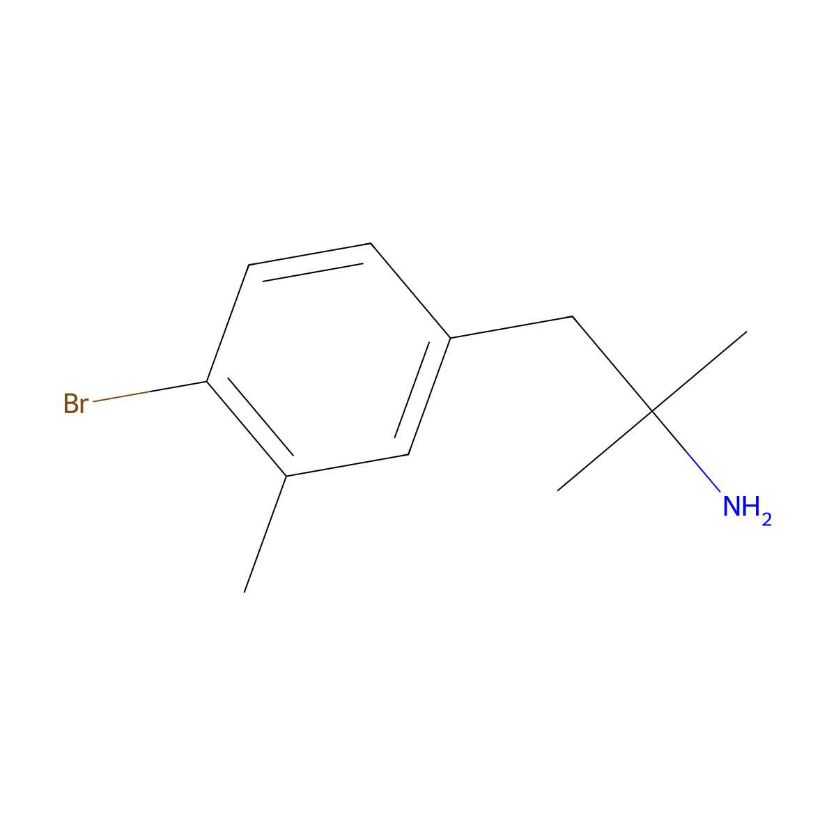 1-(4-Bromo-3-methylphenyl)-2-methylpropan-2-amine molecular structure, CAS 1502662-23-8