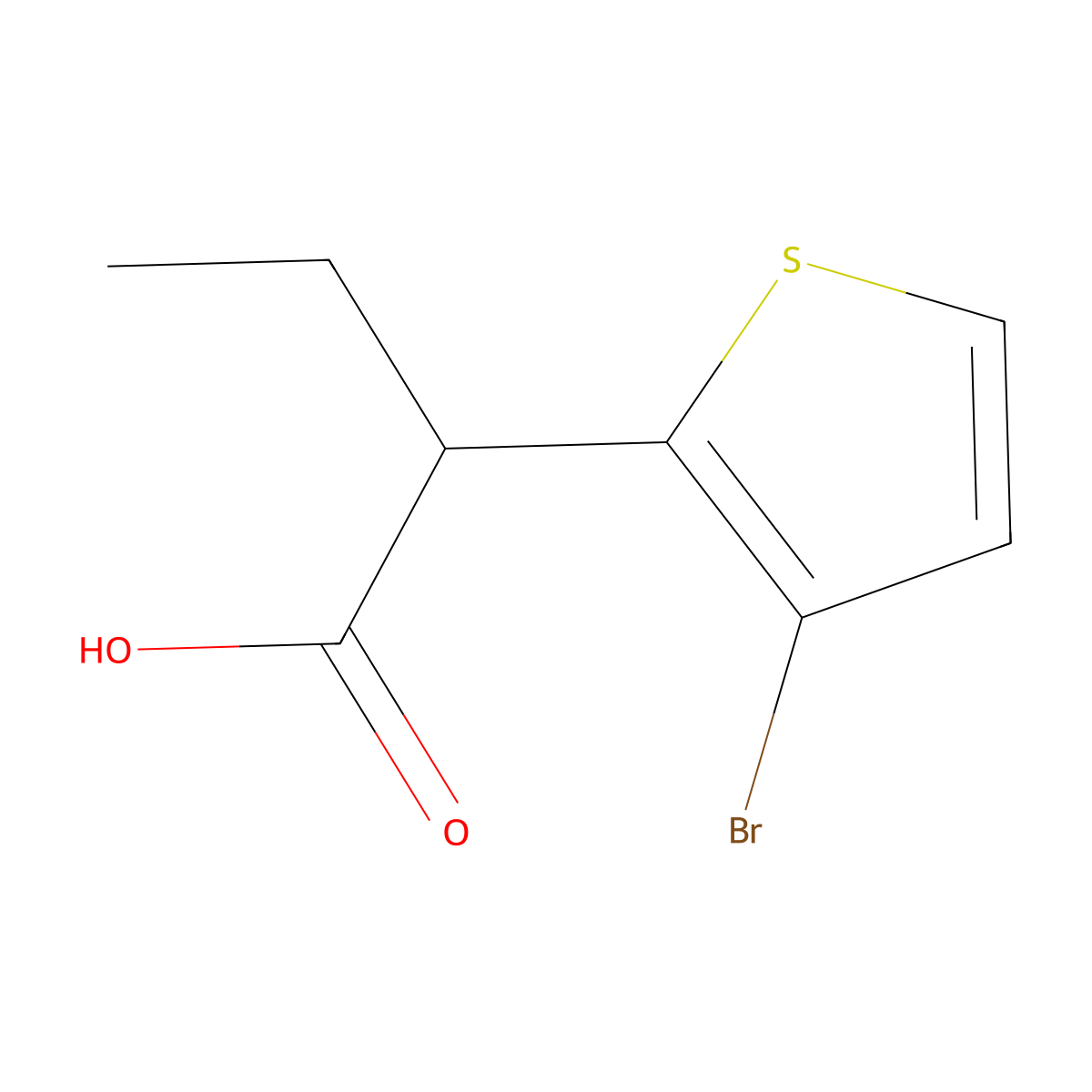 2-(3-Bromothiophen-2-yl)butanoic acid molecular structure, CAS 1502672-70-9