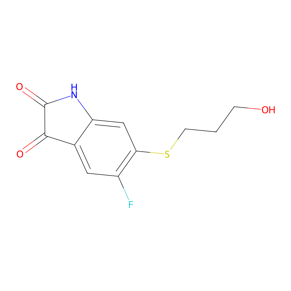 5-fluoro-6-[(3-hydroxypropyl)sulfanyl]-2,3-dihydro-1H-indole-2,3-dione molecular structure, CAS 1502684-73-2