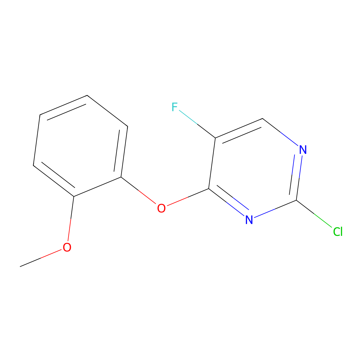 2-Chloro-5-fluoro-4-(2-methoxyphenoxy)pyrimidine molecular structure, CAS 1502689-35-1
