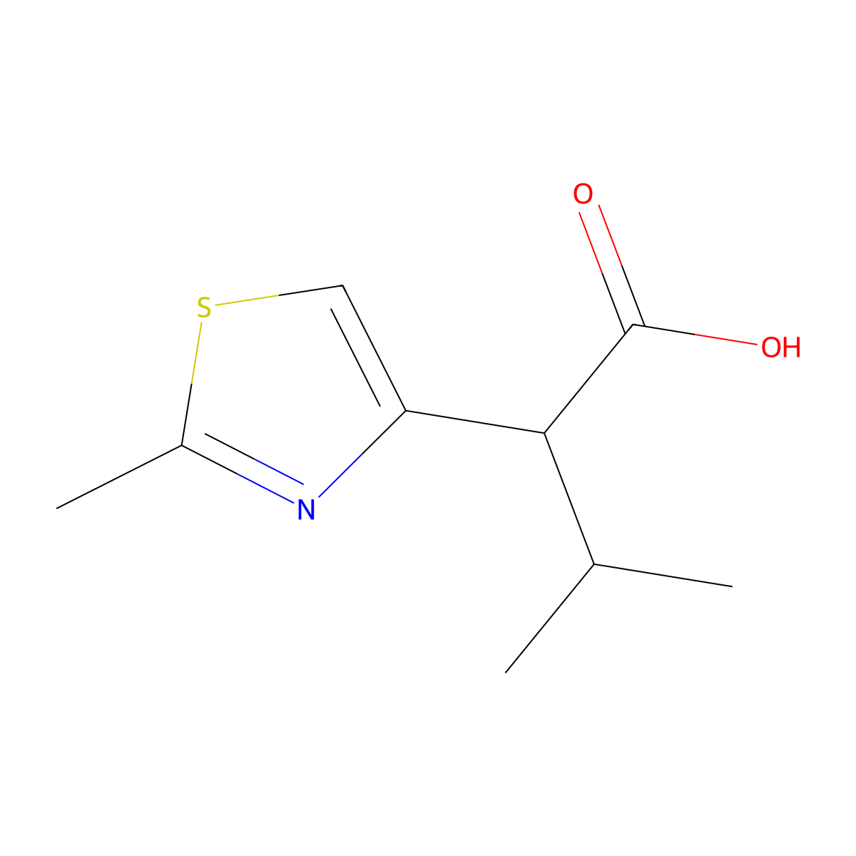 3-Methyl-2-(2-methyl-1,3-thiazol-4-yl)butanoic acid molecular structure, CAS 1502702-98-8