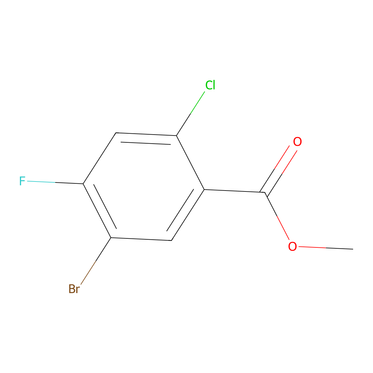 Methyl 5-bromo-2-chloro-4-fluorobenzoate molecular structure, CAS 1502717-31-8