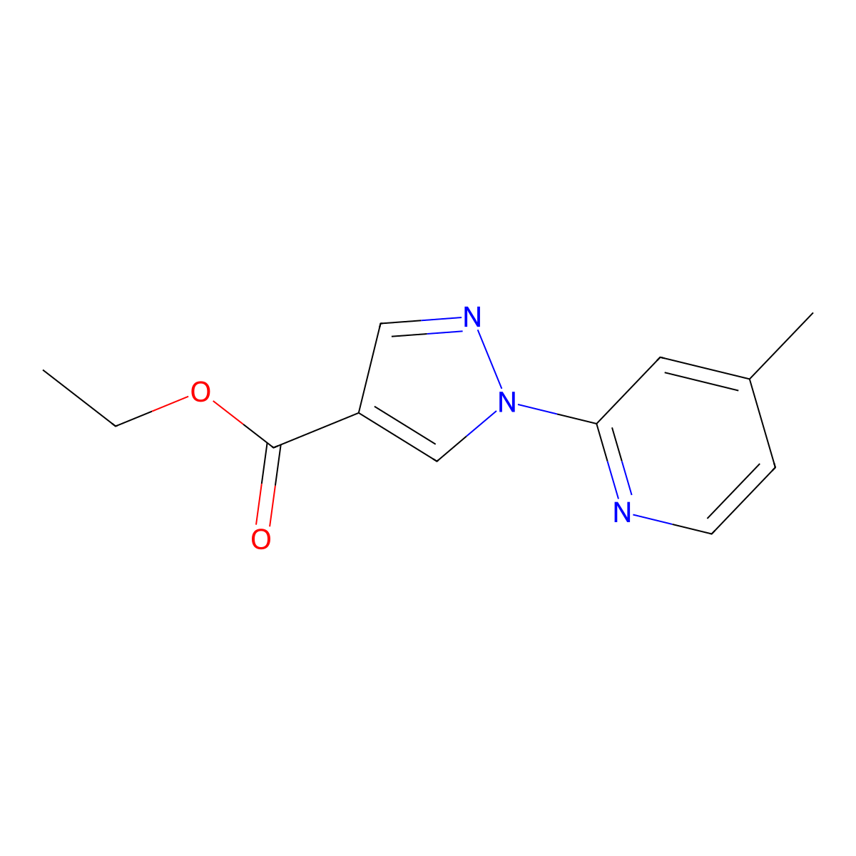 ethyl 1-(4-methylpyridin-2-yl)-1H-pyrazole-4-carboxylate molecular structure, CAS 1502723-05-8