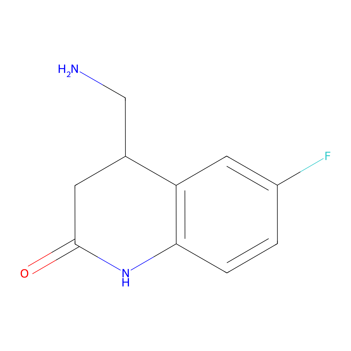4-(Aminomethyl)-6-fluoro-1,2,3,4-tetrahydroquinolin-2-one molecular structure, CAS 1502725-78-1