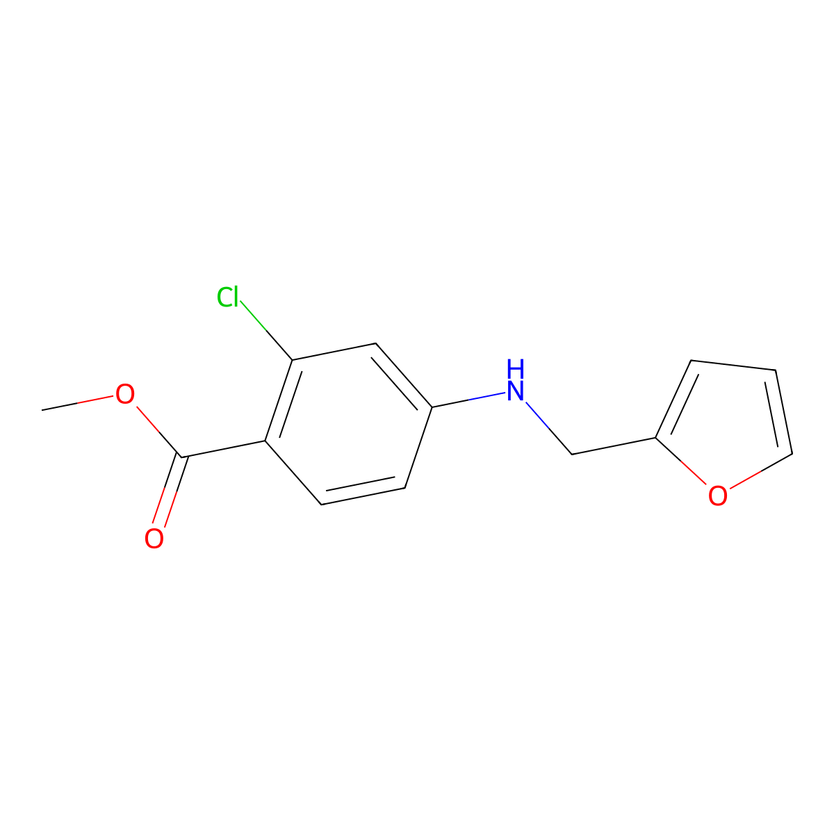 Methyl 2-chloro-4-{[(furan-2-yl)methyl]amino}benzoate molecular structure, CAS 1502732-80-0