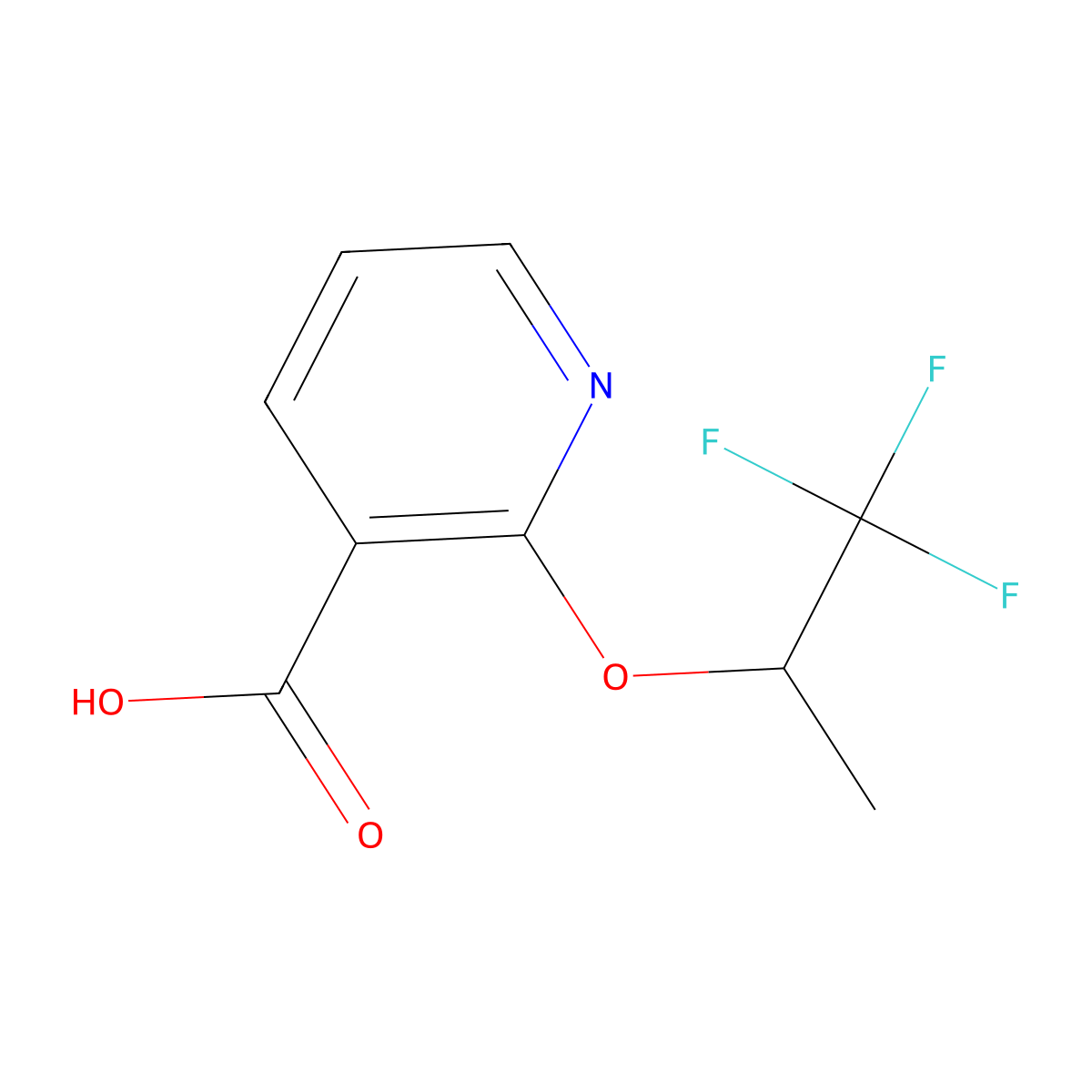 2-[(1,1,1-Trifluoropropan-2-yl)oxy]pyridine-3-carboxylic acid molecular structure, CAS 1502732-85-5