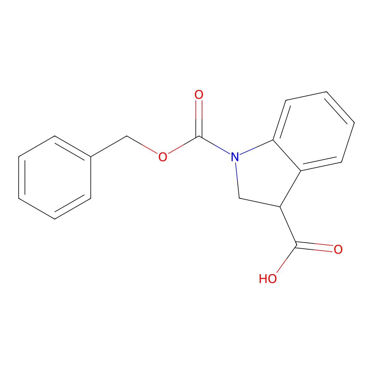 1-[(benzyloxy)carbonyl]-2,3-dihydro-1H-indole-3-carboxylic acid molecular structure, CAS 1502751-81-6