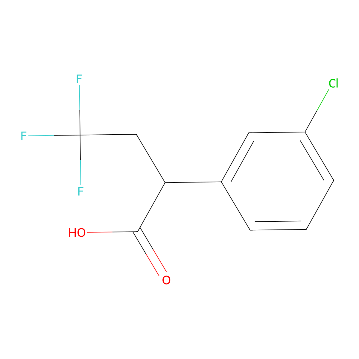 2-(3-Chlorophenyl)-4,4,4-trifluorobutanoic acid molecular structure, CAS 1502758-86-2