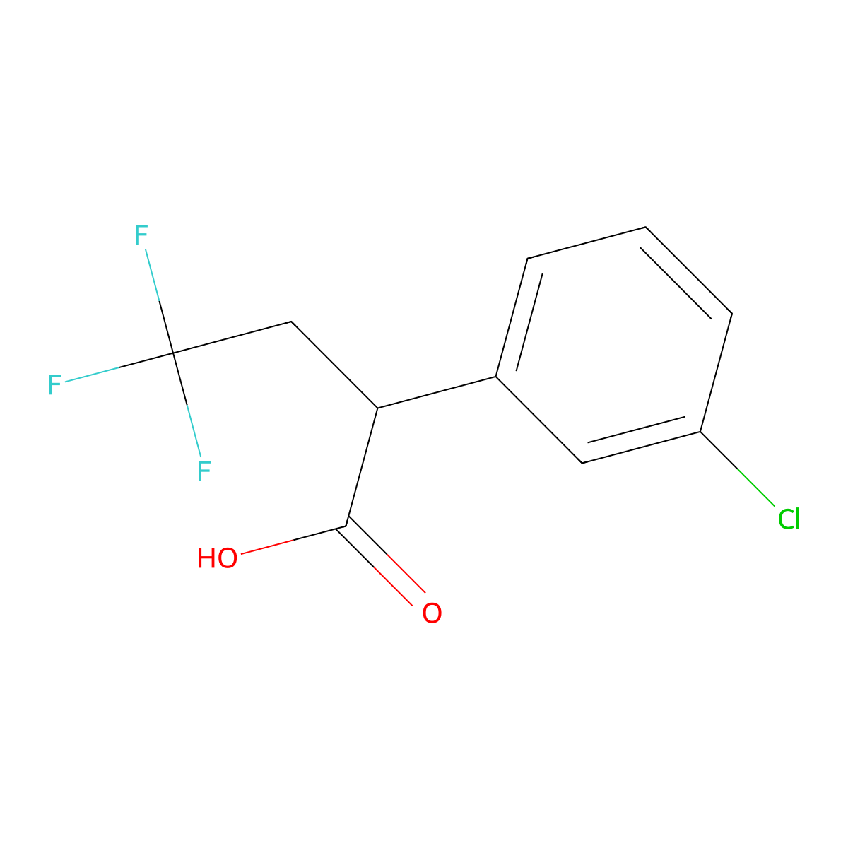 2-(3-Chlorophenyl)-4,4,4-trifluorobutanoic acid molecular structure, CAS 1502758-86-2
