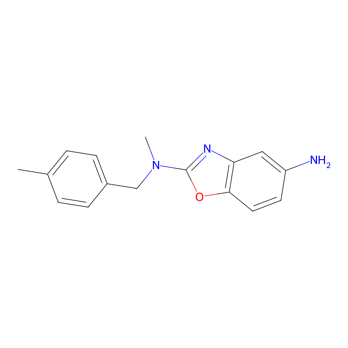2-N-Methyl-2-N-[(4-methylphenyl)methyl]-1,3-benzoxazole-2,5-diamine molecular structure, CAS 1502768-00-4