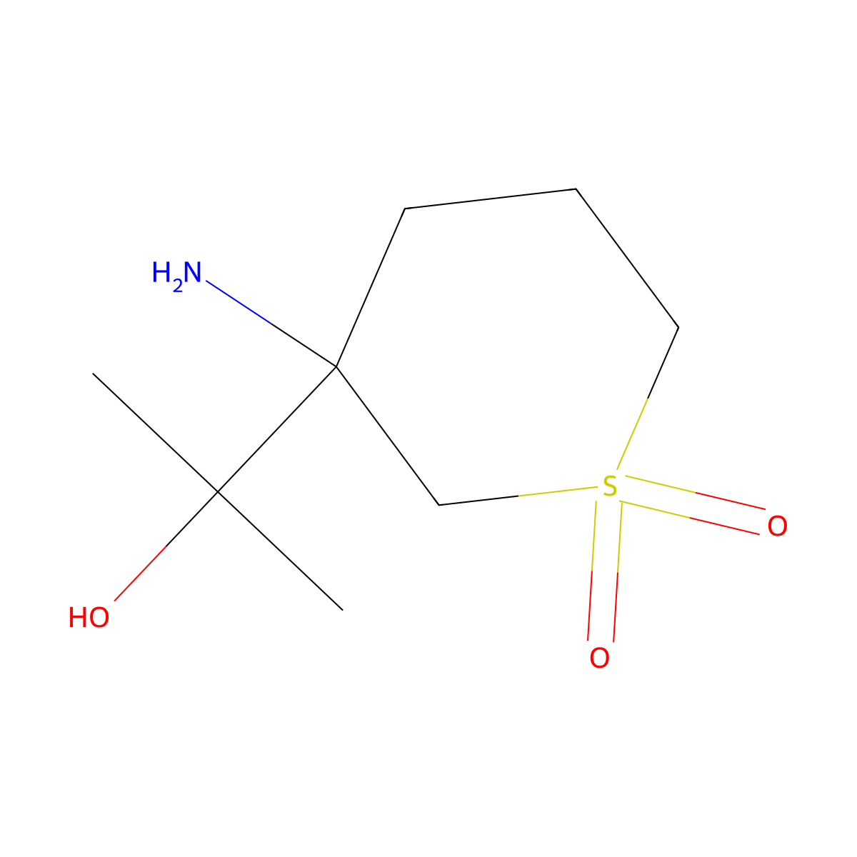 3-Amino-3-(2-hydroxypropan-2-yl)-1lambda6-thiane-1,1-dione molecular structure, CAS 1502768-20-8