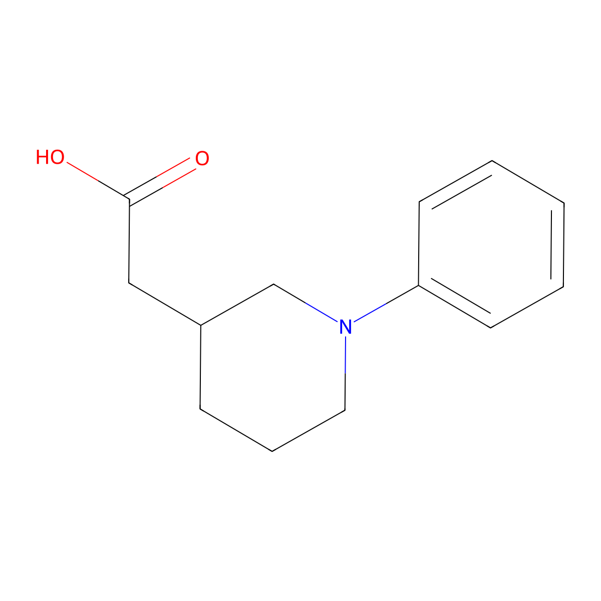 1-Phenyl-3-piperidineacetic acid molecular structure, CAS 1502794-74-2