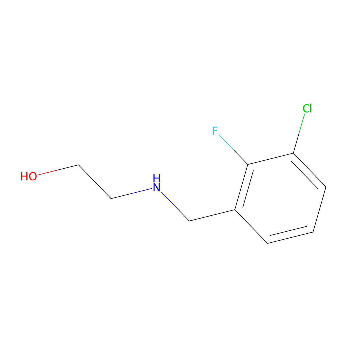 2-{[(3-Chloro-2-fluorophenyl)methyl]amino}ethan-1-ol molecular structure, CAS 1502799-06-5