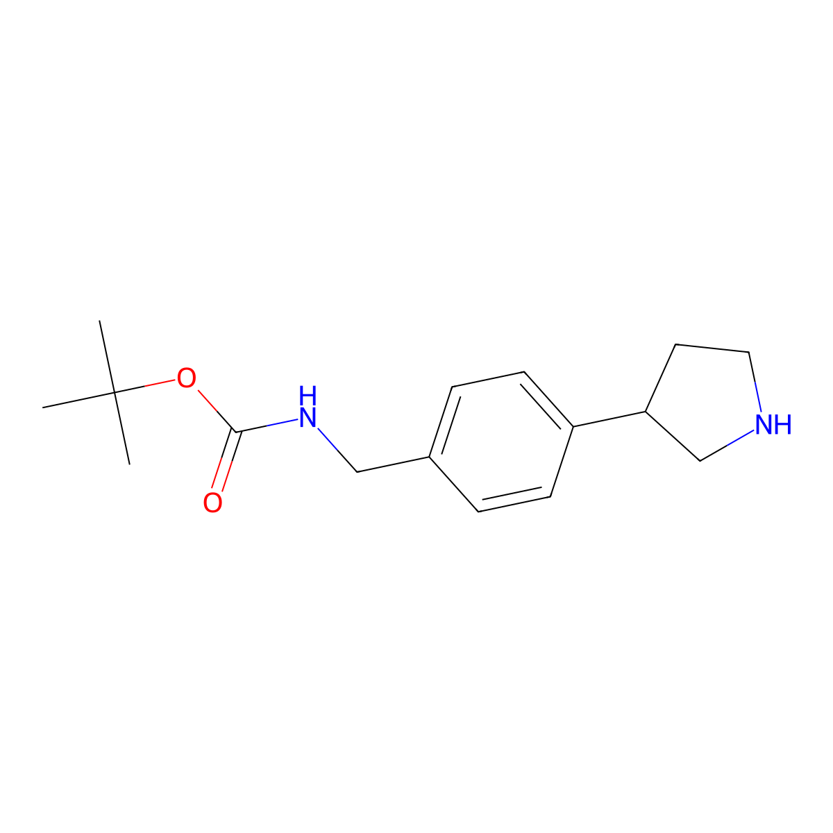 tert-butyl N-{[4-(pyrrolidin-3-yl)phenyl]methyl}carbamate molecular structure, CAS 150281-39-3