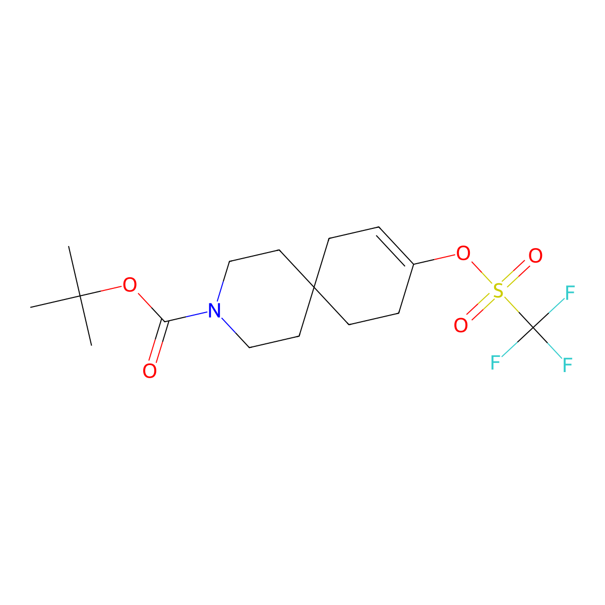 Tert-butyl 9-(trifluoromethanesulfonyloxy)-3-azaspiro[5.5]undec-8-ene-3-carboxylate molecular structure, CAS 1502818-19-0