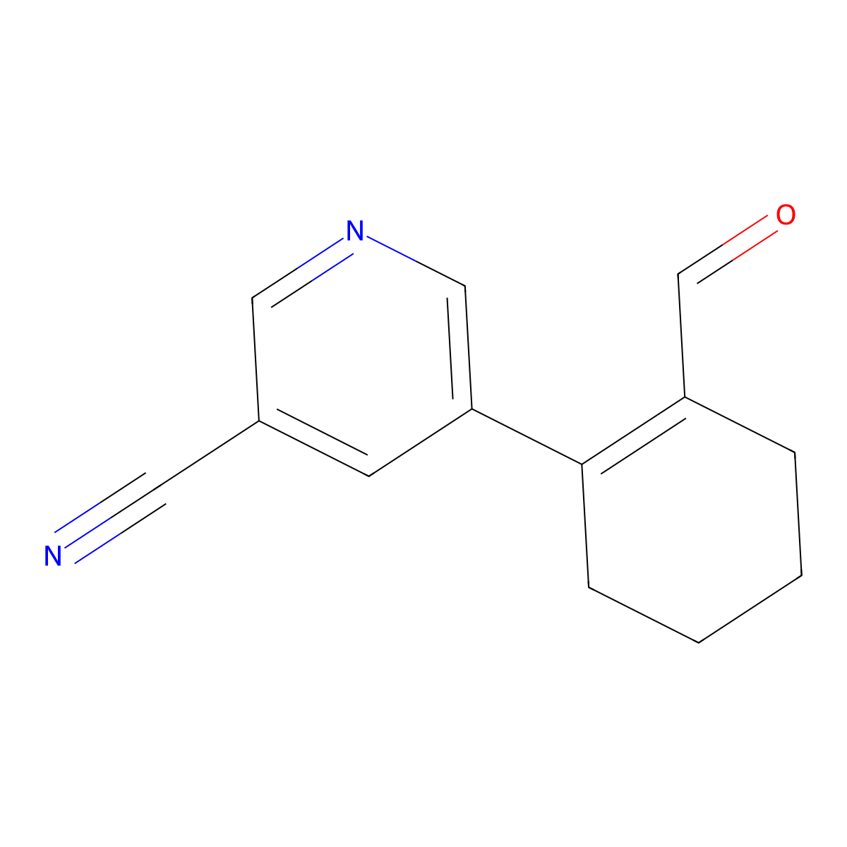 5-(2-Formylcyclohex-1-en-1-yl)nicotinonitrile molecular structure, CAS 1502825-46-8