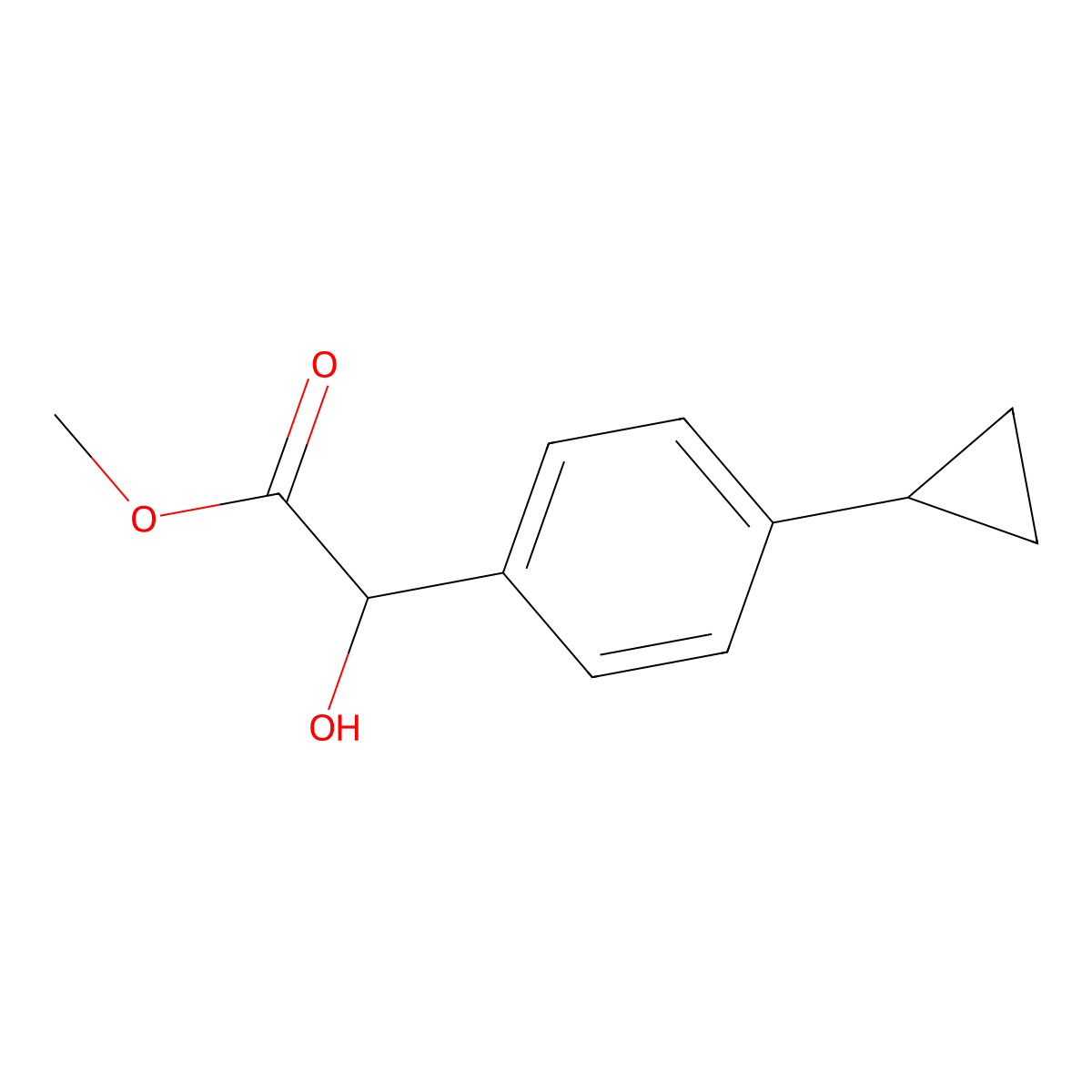 Methyl 2-(4-cyclopropylphenyl)-2-hydroxyacetate molecular structure, CAS 1502837-96-8