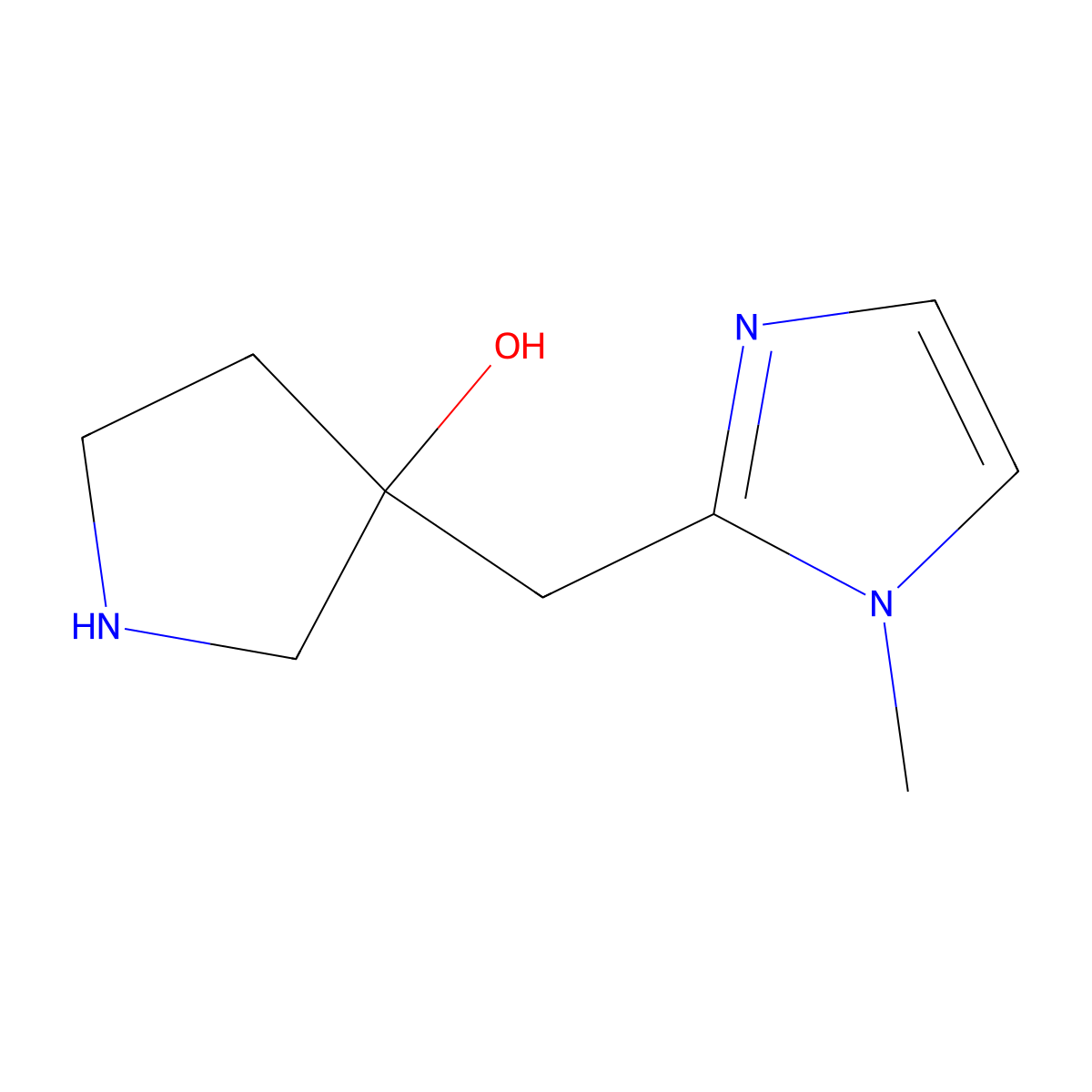 3-((1-Methyl-1h-imidazol-2-yl)methyl)pyrrolidin-3-ol molecular structure, CAS 1502846-78-7